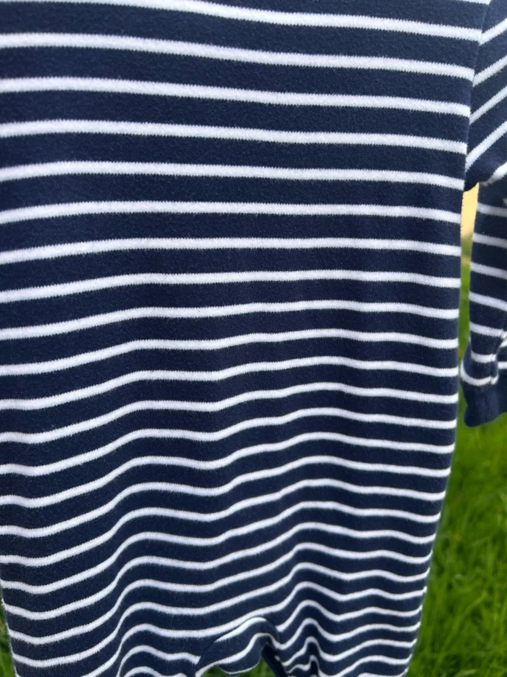 Ralph Lauren Navy & White Striped Footie One-Piece